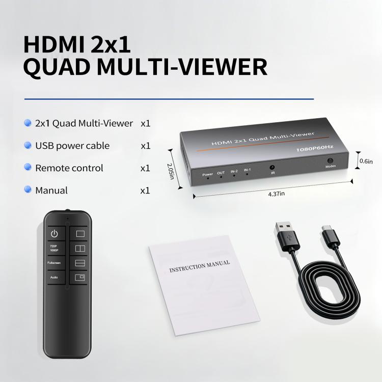 NK-HF3 1080P HDMI 2-In 1-Out Dual-View Splitter with Remote Control, Support PIP Function, 2-In 1-Out Dual-View Splitter
