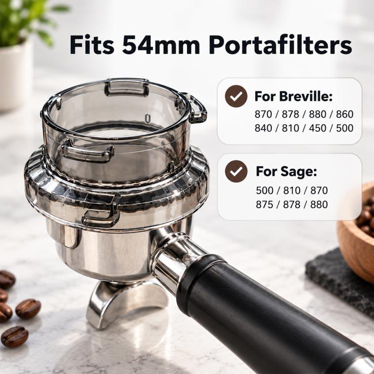 54mm Coffee Dosing Funnel Anti Spill Ring for Breville Espresso Portafilters
