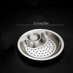 LsCook Household Stainless Steel Grid Dinner Plate Multifunctional Draining Tray