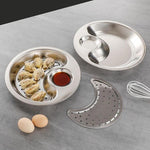 LsCook Household Stainless Steel Grid Dinner Plate Multifunctional Draining Tray