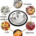 LsCook Household Stainless Steel Grid Dinner Plate Multifunctional Draining Tray