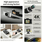 D72 4K Digital Camera with 180 Degree Flip Screen, 5MP Sensor, AF Auto Focus, 16X Digital Zoom and Flash
