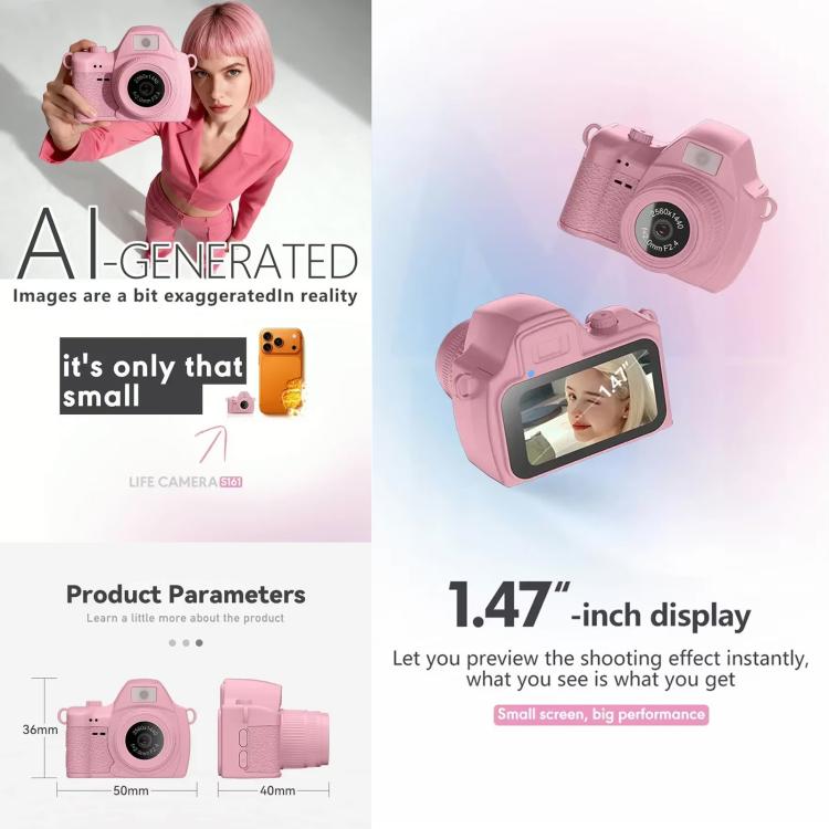 S161 Mini Thumb Camera with 1440P 2K Video Recording, 1.47 inch IPS Color Screen