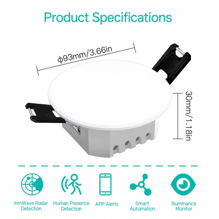 Smart Home PIR Human Motion Sensor with App Timer Remote Control Presence Detector, WiFi Human Presence Sensor, Compatible With ZigBee