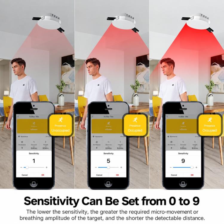 Smart Home PIR Human Motion Sensor with App Timer Remote Control Presence Detector, WiFi Human Presence Sensor, Compatible With ZigBee