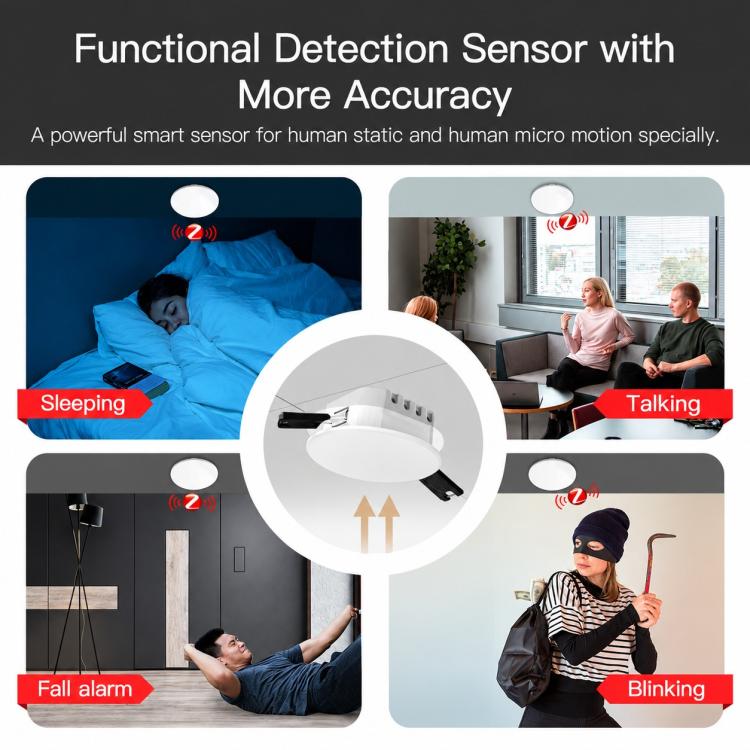 Smart Home PIR Human Motion Sensor with App Timer Remote Control Presence Detector, WiFi Human Presence Sensor, Compatible With ZigBee