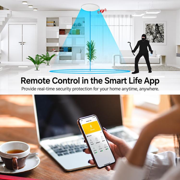 Smart Home PIR Human Motion Sensor with App Timer Remote Control Presence Detector, WiFi Human Presence Sensor, Compatible With ZigBee
