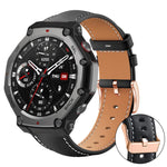 xDfind Rose Gold Buckle Black Shark Fine Grain Vegan Leather Watch Band, For Amazfit T-Rex 3