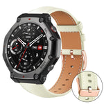 xDfind Rose Gold Buckle Black Shark Fine Grain Vegan Leather Watch Band, For Amazfit T-Rex 3