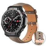 xDfind Rose Gold Buckle Black Shark Fine Grain Vegan Leather Watch Band, For Amazfit T-Rex 3