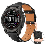 xDfind Rose Gold Buckle Black Shark Fine Grain Vegan Leather Watch Band, For Garmin Fenix 8/7X/6X/5X 26mm