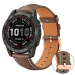 xDfind Rose Gold Buckle Black Shark Fine Grain Vegan Leather Watch Band, For Garmin Fenix 8/7X/6X/5X 26mm