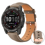 xDfind Rose Gold Buckle Black Shark Fine Grain Vegan Leather Watch Band, For Garmin Fenix 8/7X/6X/5X 26mm