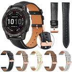 xDfind Rose Gold Buckle Black Shark Fine Grain Vegan Leather Watch Band, For Garmin Fenix 8/7X/6X/5X 26mm