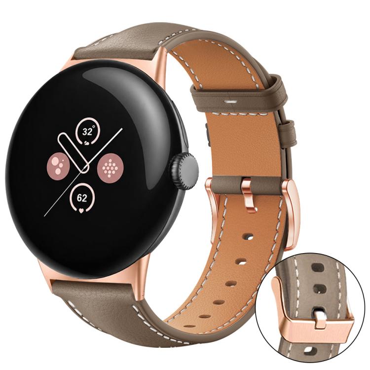 xDfind Rose Gold Buckle Black Shark Fine Grain Vegan Leather Watch Band, For Google Pixel Watch 5 / 4 / 3 45mm