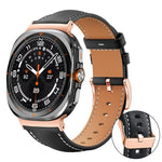 xDfind Rose Gold Buckle Black Shark Fine Grain Vegan Leather Watch Band, For Galaxy Watch Ultra2 2026 / 2025 / 1 2024, For Galaxy Watch9 / 8 / 8 Classic