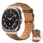 xDfind Rose Gold Buckle Black Shark Fine Grain Vegan Leather Watch Band, For Galaxy Watch Ultra2 2026 / 2025 / 1 2024, For Galaxy Watch9 / 8 / 8 Classic