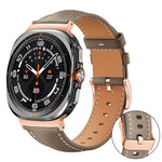 xDfind Rose Gold Buckle Black Shark Fine Grain Vegan Leather Watch Band, For Galaxy Watch Ultra2 2026 / 2025 / 1 2024, For Galaxy Watch9 / 8 / 8 Classic