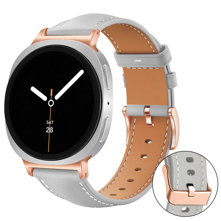 xDfind Rose Gold Buckle Black Shark Fine Grain Vegan Leather Watch Band, For Galaxy Watch Ultra2 2026 / 2025 / 1 2024, For Galaxy Watch9 / 8 / 8 Classic