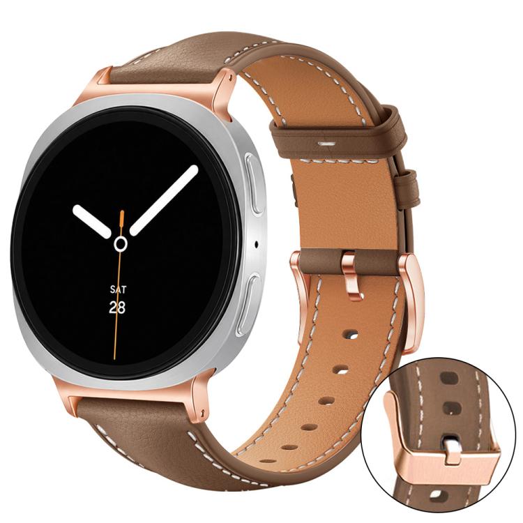 xDfind Rose Gold Buckle Black Shark Fine Grain Vegan Leather Watch Band, For Galaxy Watch Ultra2 2026 / 2025 / 1 2024, For Galaxy Watch9 / 8 / 8 Classic
