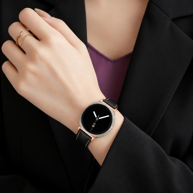 xDfind Rose Gold Buckle Black Shark Fine Grain Vegan Leather Watch Band, For Galaxy Watch Ultra2 2026 / 2025 / 1 2024, For Galaxy Watch9 / 8 / 8 Classic