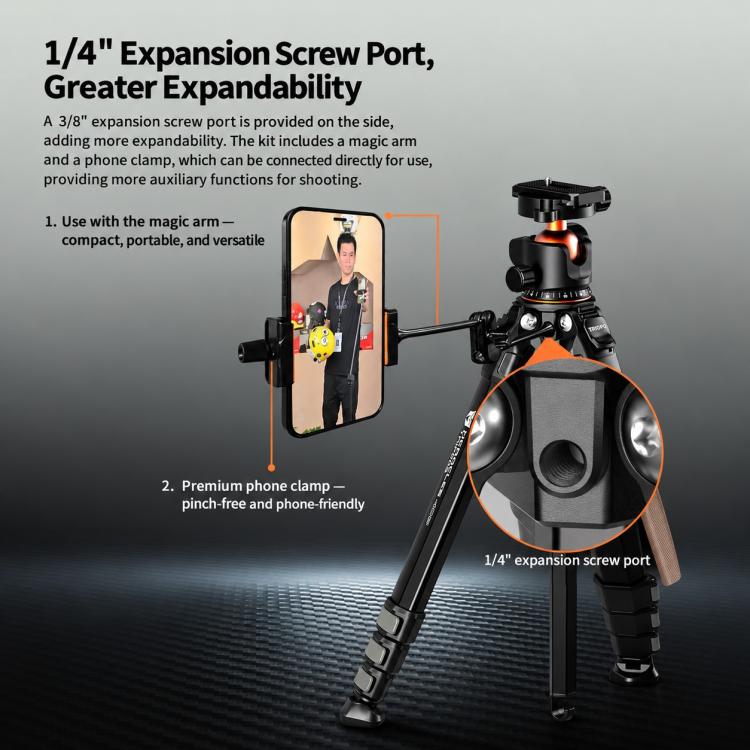 TRIOPO Heracles 405 + X2 Tripod with Ball Head for Photography and Video Shooting, Heracles 405 + X2