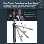 TRIOPO TS-254B+X2 Carbon Fiber Tripod with Ball Head for Photography and Video Shooting, TS-254B+X2