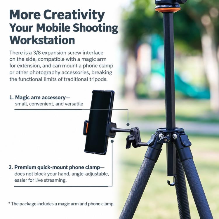 TRIOPO TS-254X+X2 Carbon Fiber Tripod with Ball Head for Photography and Video Shooting, TS-254X+X2
