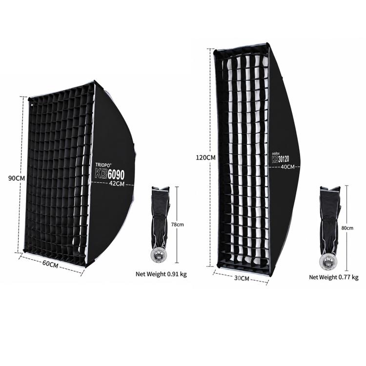 TRIOPO K3 Series Side-Fold Rectangular Quick-Mount Softbox, K3-6090 Bowens, K3-6090 Bowens + Grid, K3-6090 Top Light, K3-6090 Top Light + Grid, K3-30120 Bowens, K3-30120 Bowens + Grid, K3-30120 Top Light, K3-30120 Top Light + Grid