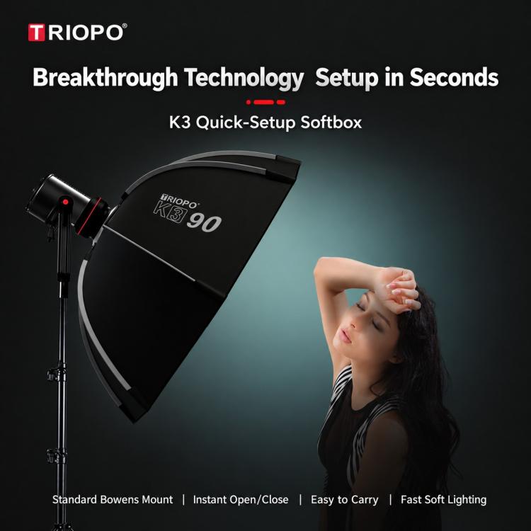 TRIOPO K3 Series Quick Setup Octagon Softbox with Detachable Bowens Mount, K3-55, K3-55 + Grid, K3-65, K3-65 + Grid, K3-90, K3-90 + Grid, K3-120, K3-120 + Grid