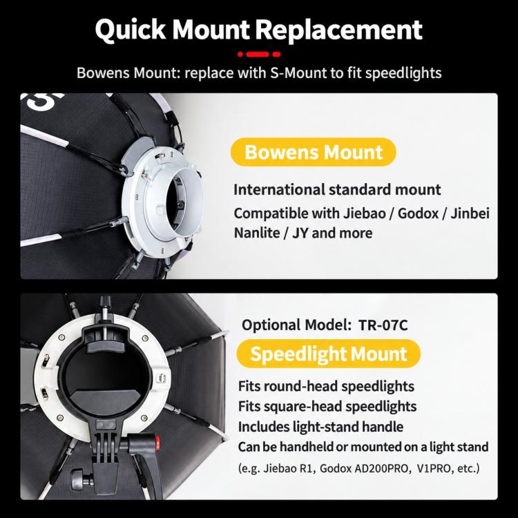 TRIOPO K3 Series Quick Setup Octagon Softbox with Detachable Bowens Mount, K3-55, K3-55 + Grid, K3-65, K3-65 + Grid, K3-90, K3-90 + Grid, K3-120, K3-120 + Grid