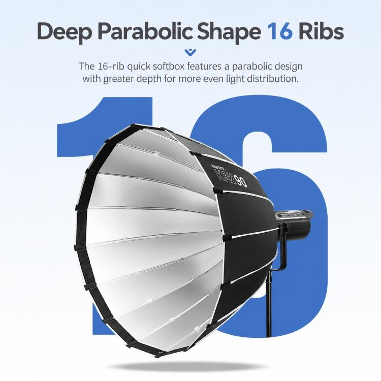 TRIOPO KP2 Series Deep Parabolic Softbox with Bowens Mount, KP2-60 + Grid, KP2-70 + Grid, KP2-90 + Grid, KP2-120 + Grid