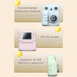 A29 2.4 inch HD IPS Screen Kids Instant Printing Camera, Support Photo and Video Recording