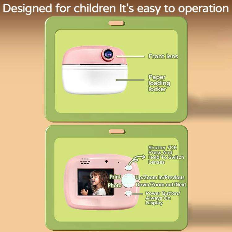 D1 1080P 2.4 inch HD Large Screen Kids Instant Printing Camera, Support Photo and Video Recording