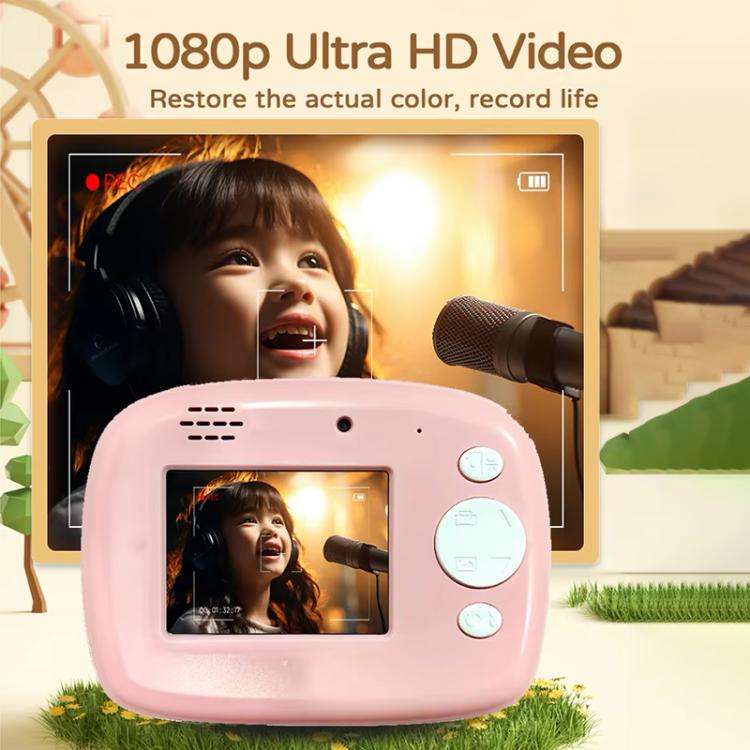 D1 1080P 2.4 inch HD Large Screen Kids Instant Printing Camera, Support Photo and Video Recording