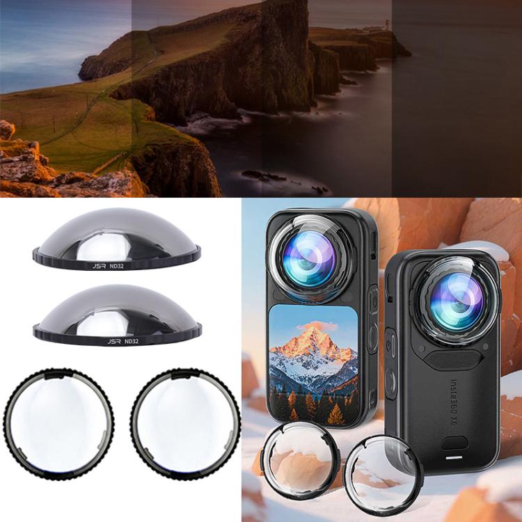 For Insta360 X6 JSR Clip-on ND Lens Filter, 4 in 1 ND32 + PC Lens Guard, 6 in 1 ND16/32/64