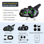 5 in 1  Motorcycle Helmet Wireless Walkie-Talkie Bluetooth Earphone, Hard Mic, Soft Mic, Hard + Soft Mic