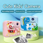 D2-A 1080P 2.4 inch HD Large Screen Cute Cartoon Kids Instant Print Camera, Support Photo and Video Recording