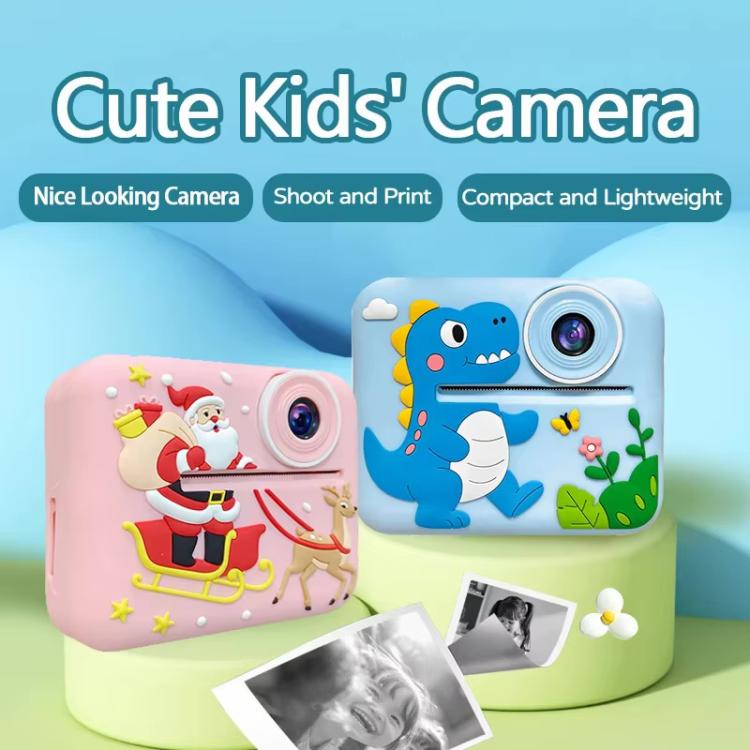 D2-A 1080P 2.4 inch HD Large Screen Cute Cartoon Kids Instant Print Camera, Support Photo and Video Recording