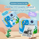 D2-A 1080P 2.4 inch HD Large Screen Cute Cartoon Kids Instant Print Camera, Support Photo and Video Recording