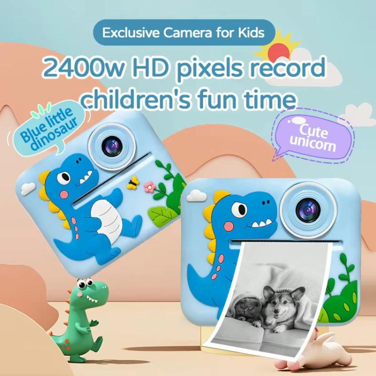 D2-A 1080P 2.4 inch HD Large Screen Cute Cartoon Kids Instant Print Camera, Support Photo and Video Recording
