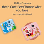 D2-A 1080P 2.4 inch HD Large Screen Cute Cartoon Kids Instant Print Camera, Support Photo and Video Recording