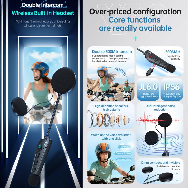 Y2 Built-in Walkie-Talkie BT Headset