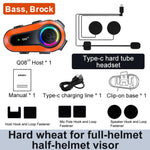 Q08-2X Motorcycle Helmet Wireless Walkie-Talkie Bluetooth Earphone, Hard Mic, Soft Mic, Hard + Soft Mic
