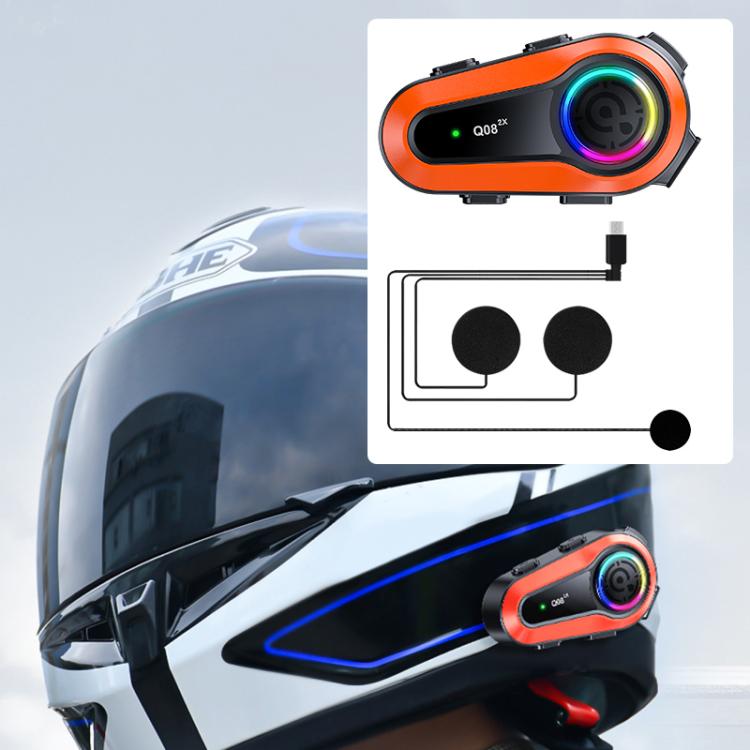 Q08-2X Motorcycle Helmet Wireless Walkie-Talkie Bluetooth Earphone, Hard Mic, Soft Mic, Hard + Soft Mic