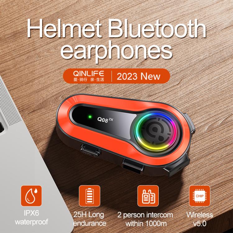 Q08-2X Motorcycle Helmet Wireless Walkie-Talkie Bluetooth Earphone, Hard Mic, Soft Mic, Hard + Soft Mic