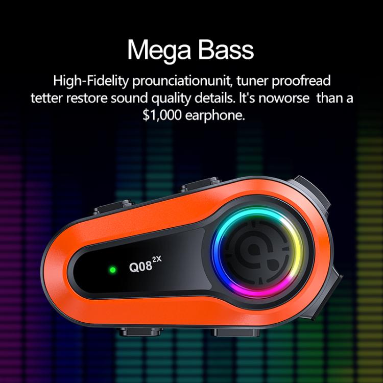 Q08-2X Motorcycle Helmet Wireless Walkie-Talkie Bluetooth Earphone, Hard Mic, Soft Mic, Hard + Soft Mic