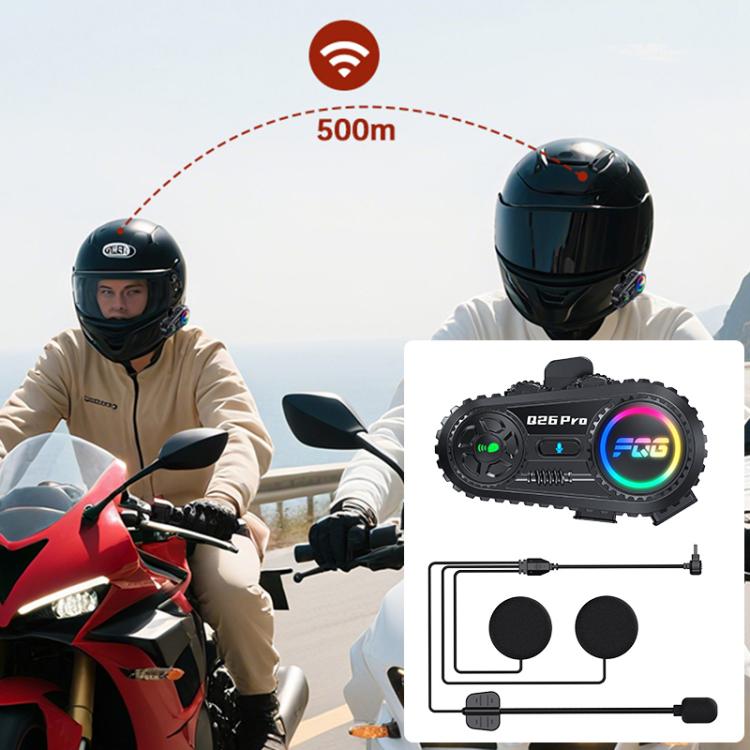Q26 Pro Motorcycle Helmet Wireless Walkie-Talkie Bluetooth Earphone For 2-person, Hard Mic, Soft Mic, Hard + Soft Mic
