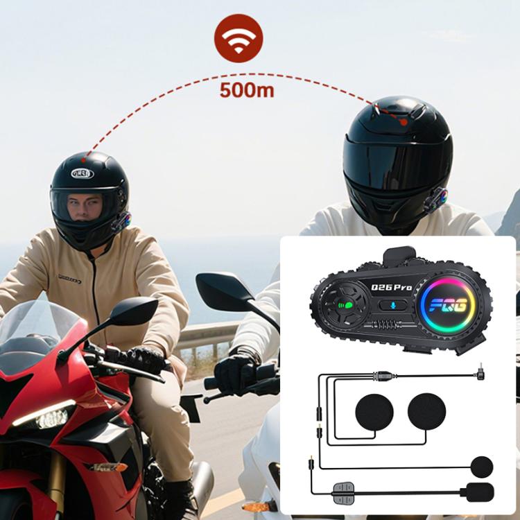 Q26 Pro Motorcycle Helmet Wireless Walkie-Talkie Bluetooth Earphone For 2-person, Hard Mic, Soft Mic, Hard + Soft Mic