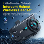 Q27 Motorcycle Helmet Wireless Walkie-Talkie Bluetooth Earphone with Dash Cam, Hard Mic, Soft Mic, Hard + Soft Mic